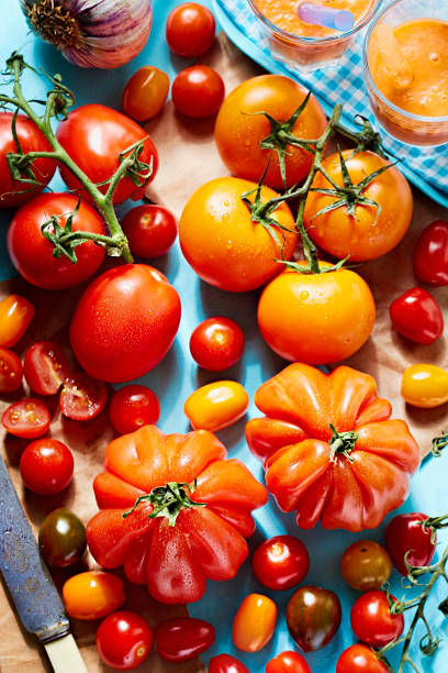 Tomatoes with gazpacho soup and garlic
