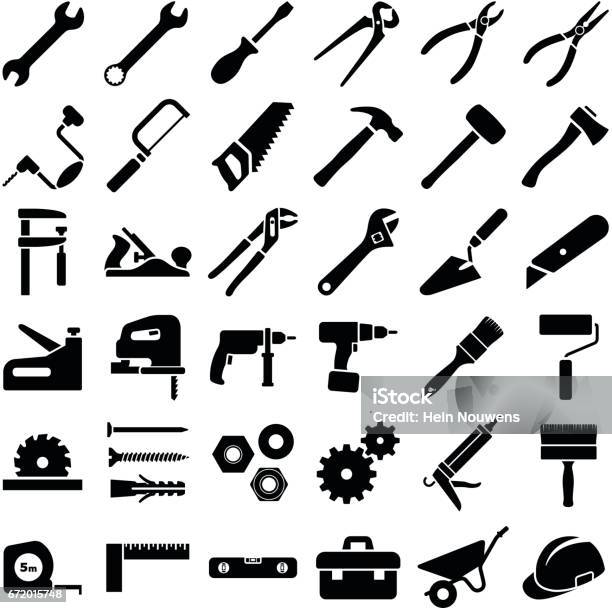 Construction And Work Tool Stock Illustration - Download Image Now - Work Tool, Icon Symbol, Vector