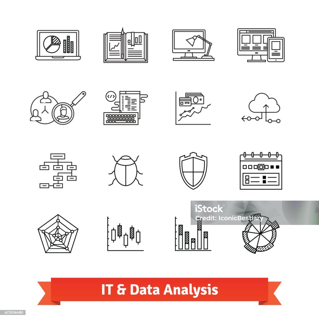 Data Code Analysis Icon It Data Analysis Programming Web Development Stock Illustration ...
