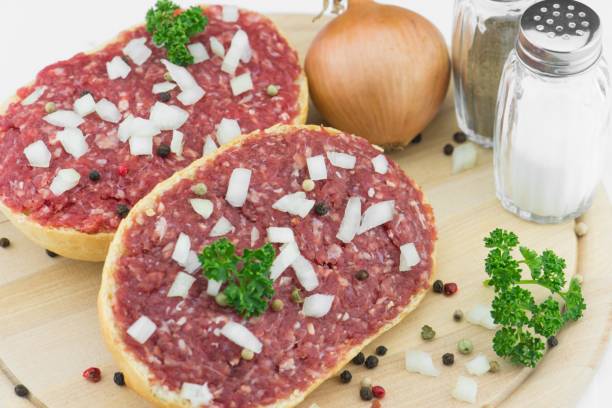 Roll with minced pork stock photo