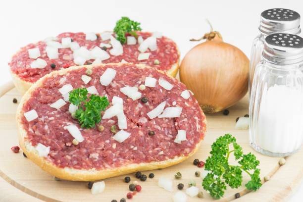 Roll with minced pork stock photo