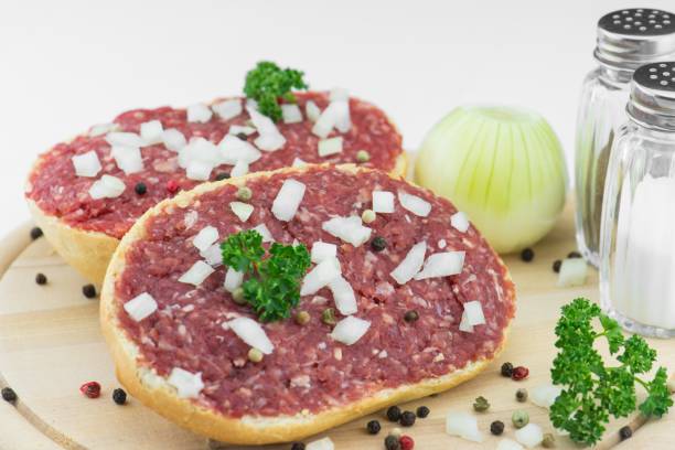 Roll with minced pork stock photo