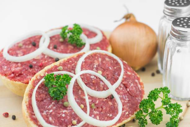 Roll with minced pork stock photo