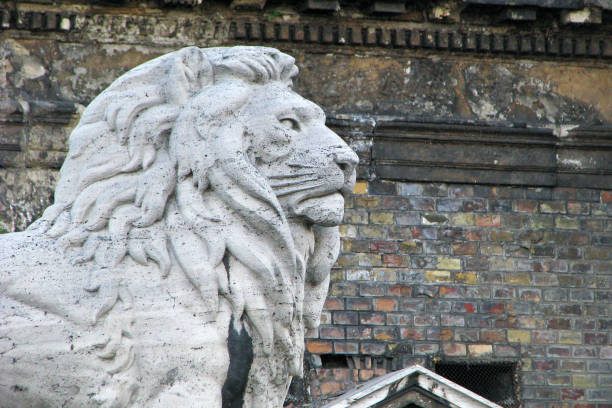istock Lion sculpture at downtown in Budapest 672019378