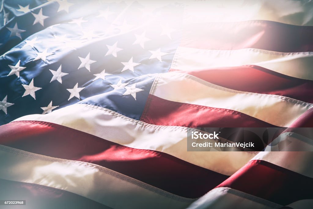 USA flag. American flag. American flag blowing wind. Close-up. Studio shot USA flag. American flag. American flag blowing wind. Close-up. Studio shot. American Flag Stock Photo