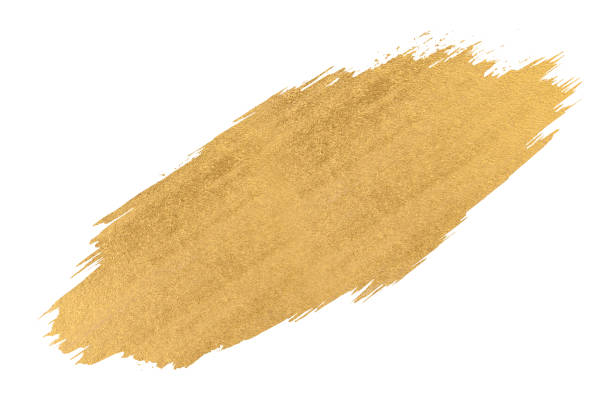 istock Gold watercolor texture paint stain   shining brush stroke 672036106