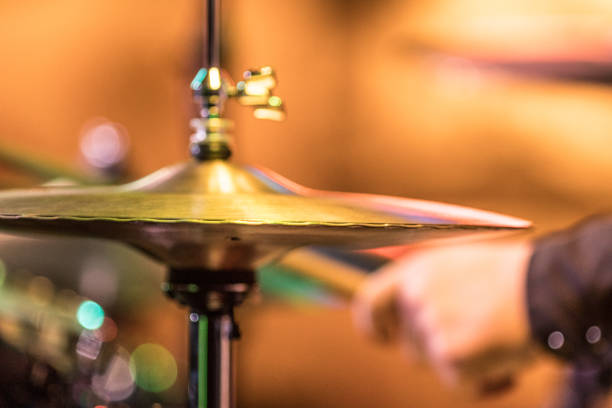 istock Hihat close up with a orange background 672039342