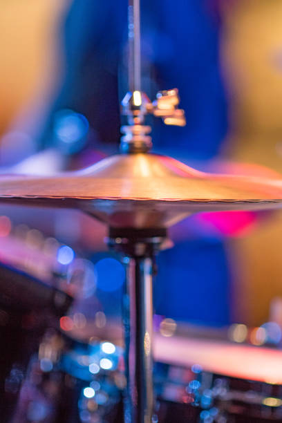 istock Hihat close up with a blue orange blurred background 672040062