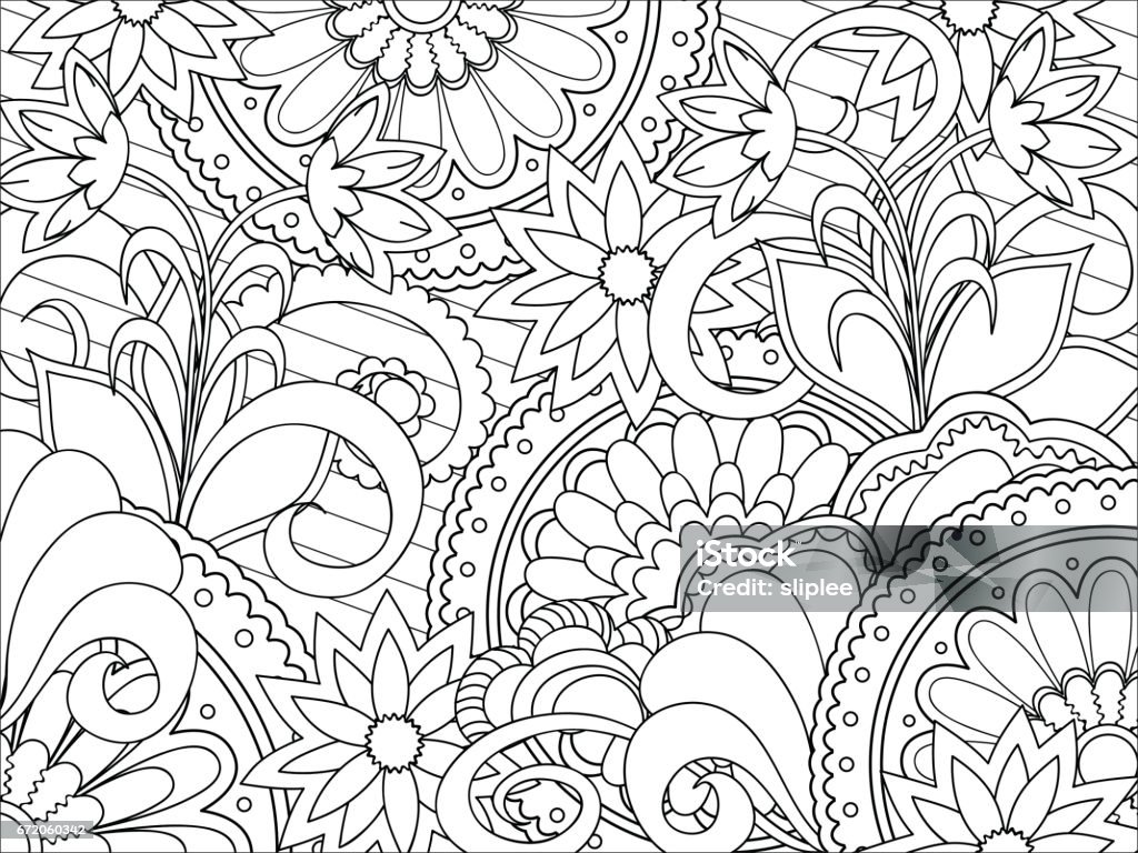 floral zen pattern Hand drawn doodle pattern with flowers and mandalas for decorate girl shoes, stationery, case phone, dishes, porcelain, ceramics, adult antistress coloring book. eps 10 Coloring Book Page - Illlustration Technique stock vector