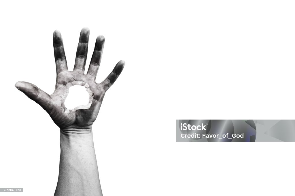 scary hand with hole isolated on white scary hand with hole isolated on white with clipping path A Helping Hand Stock Photo