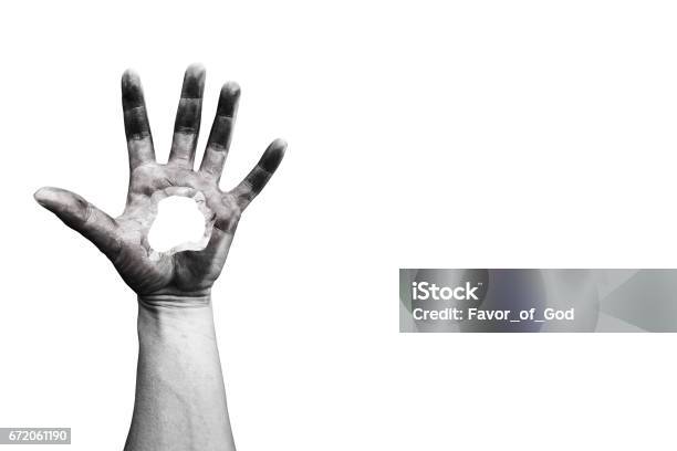 Scary Hand With Hole Isolated On White Stock Photo - Download Image Now - A Helping Hand, Abstract, Adult
