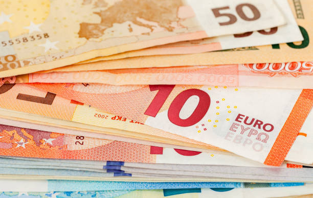 istock Different Euro banknotes close up as background 672061310