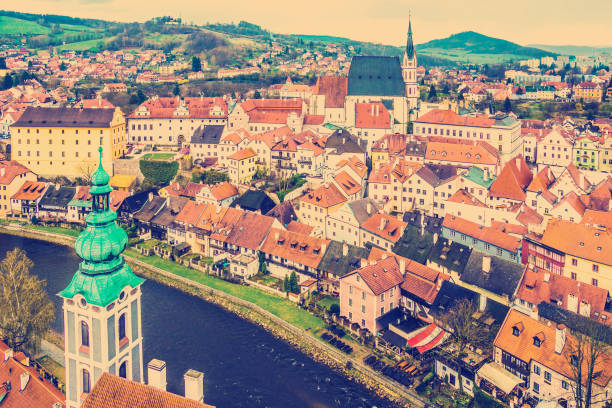 istock view of Cesky Krumlov. Czech republic 672064292