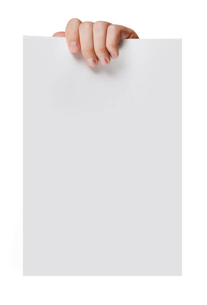 istock Close up. Human hands holding blank advertising card. Isolated on white background 672064520