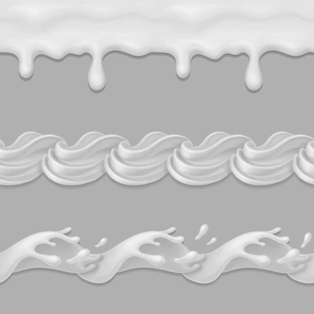 휘핑 크림 또는 우유, 벡터 매끄러운 패턴 - white icing stock illustrations
