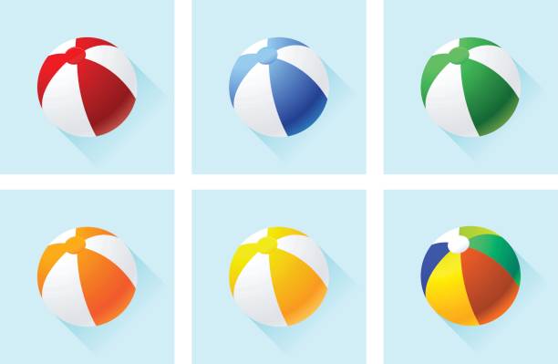 illustrations, cliparts, dessins animés et icônes de jeu d’icônes de ballons de plage - beach ball toy inflatable red