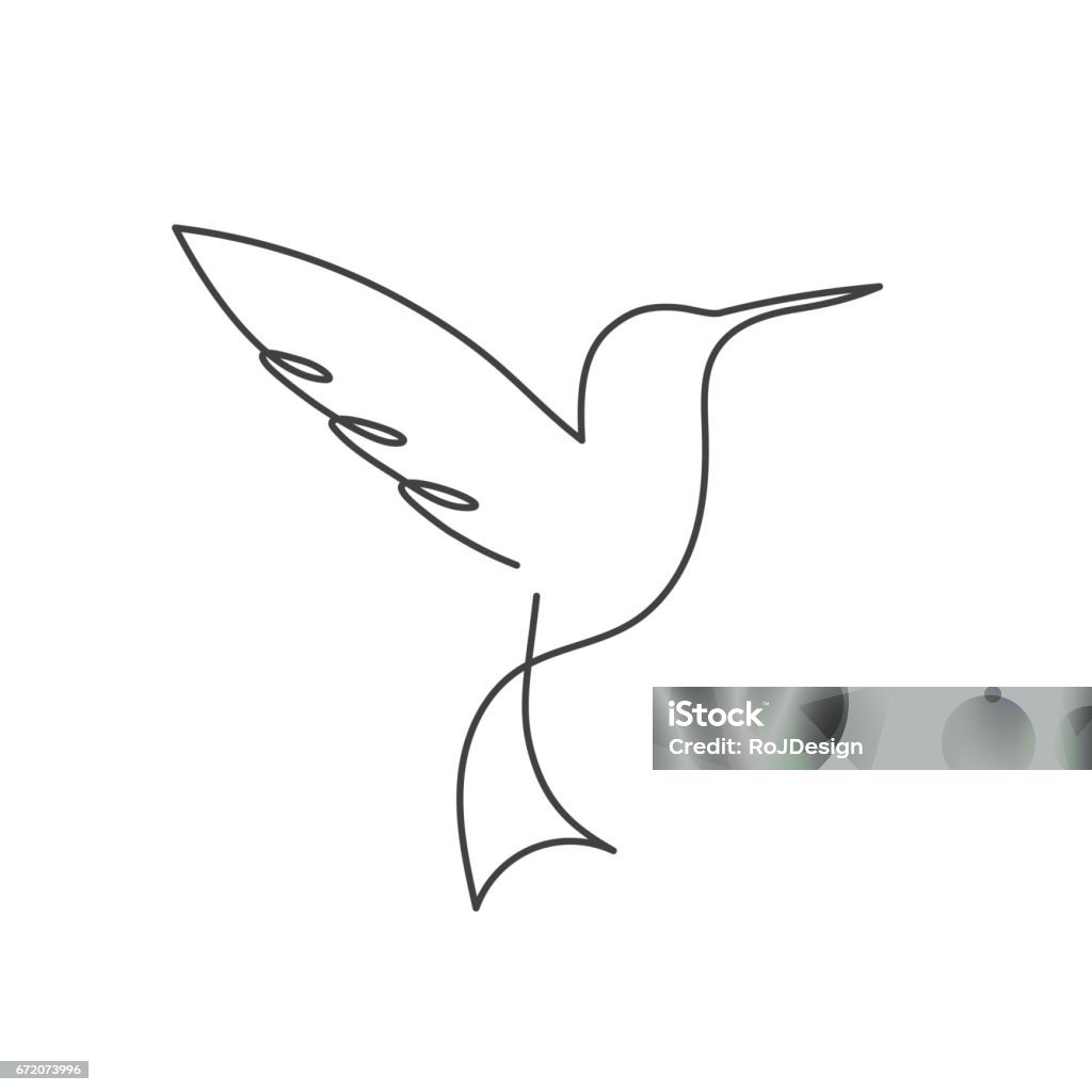 Ciągły ptak liniowy Biały rysunek jednej linii - Grafika wektorowa royalty-free (Ptak)