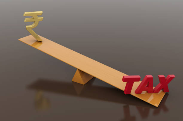 Tax Concept with Rupee symbol Tax Concept with Rupee symbol - 3D Rendered Image rupee symbol stock illustrations