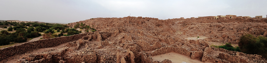 Stitched Ruins of Ouadane fortress in Sahara, Mauritania