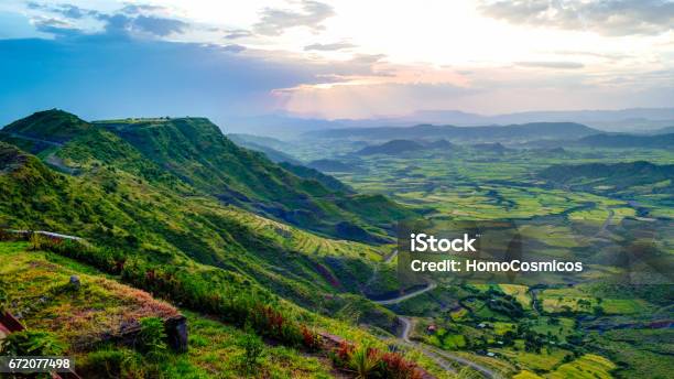 Panorama Of Semien Mountains And Valley Around Lalibela Ethiopia Stock Photo - Download Image Now