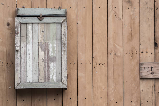 istock Wall cabinets and wood wall,vintage tone 672078502