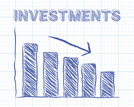 Investasi Turun Kertas Grafik Ilustrasi Stok - Unduh Gambar Sekarang