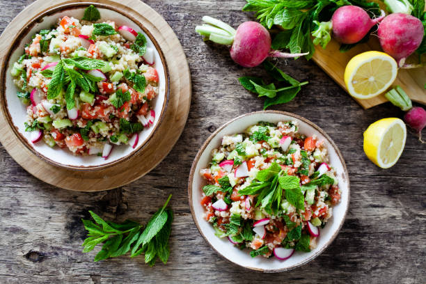 Bowls Of Refreshing Quinoa Salad stock photo