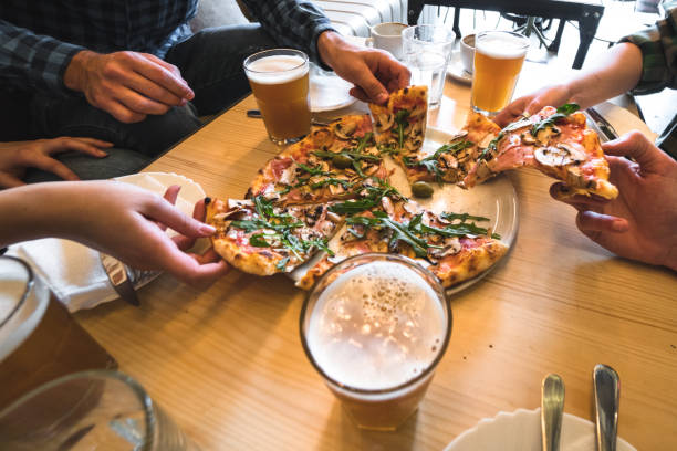eating the pizza all together