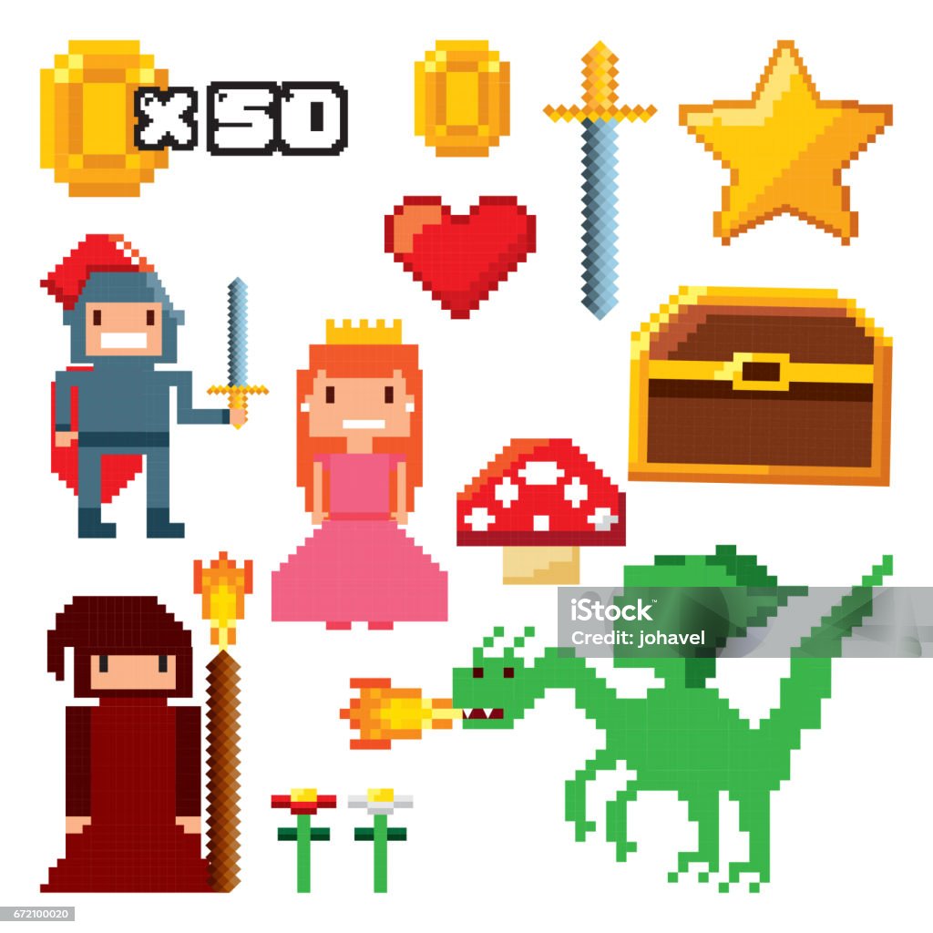 pixelated video game icons pixelated video game icons vector illustration design Video Game stock vector