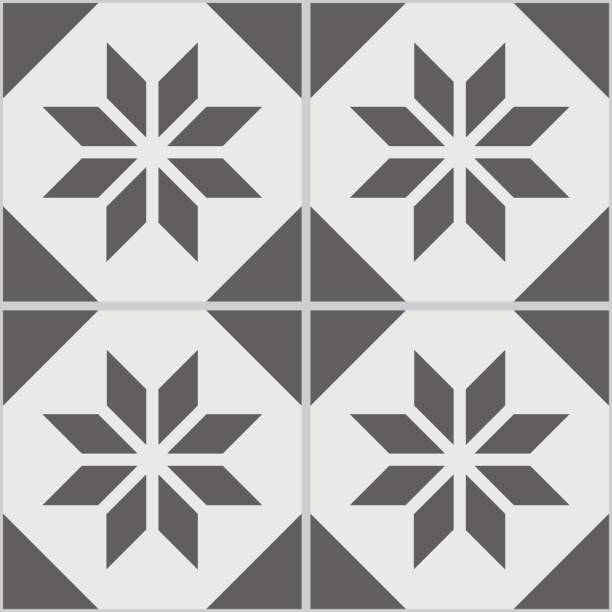 istock Vintage seamless wall tiles of worn out black white polygon. 672113574