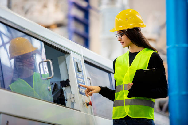 istock Factory inspection woman checking something 672116670