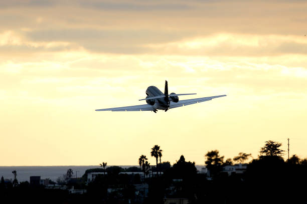 Passenger jet takes off from Santa Monica Airport in LA