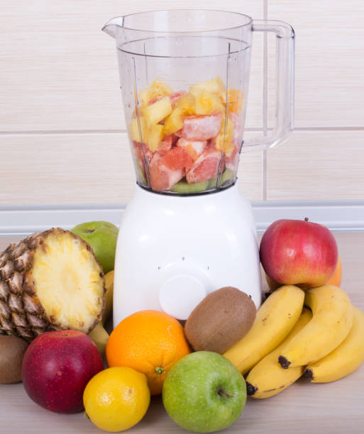 istock Blender with group of fruits 672126058