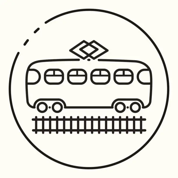Vector illustration of Minimal outline tram icon