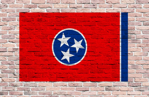 istock Flag of Tennesse State painted over brick wall 672152700