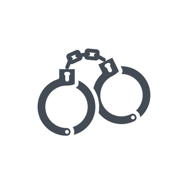 policja służba praca sylwetka ikona kajdanki - handcuffs stock illustrations