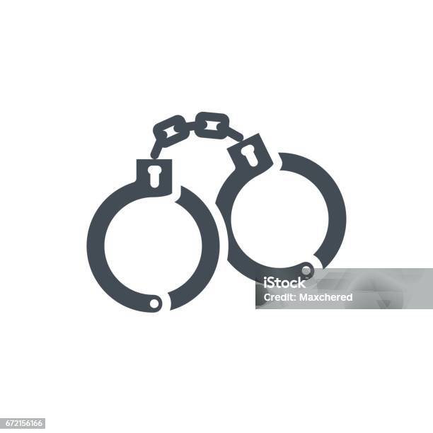 Police Service Work Silhouette Icon Handcuff Stock Illustration - Download Image Now - Handcuffs, Icon Symbol, Prison