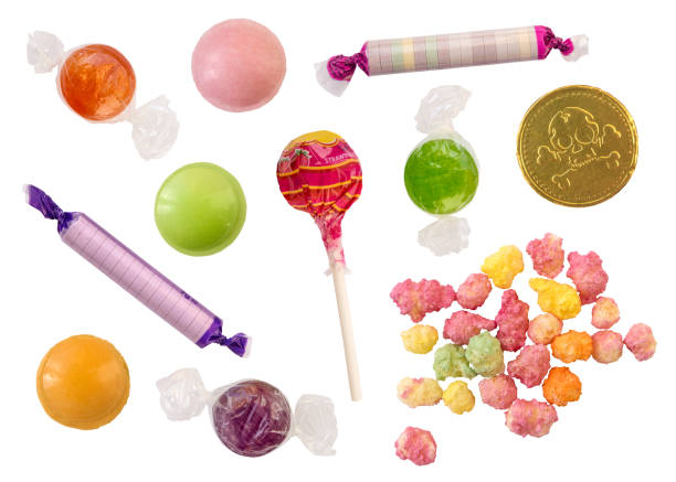 isolated candy selection - candy hard candy wrapped variation imagens e fotografias de stock