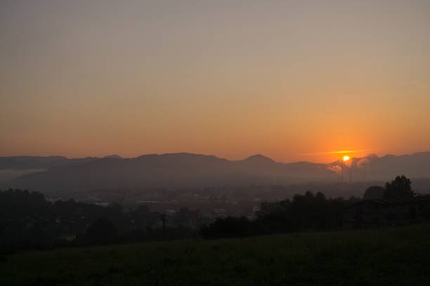 istock Sunrise with mist below mountains. Slovakia 672166480