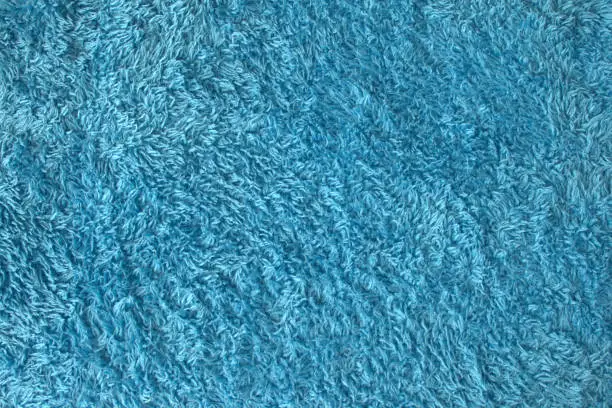 Blue soft fluffy fleece long open sling terry cloth fabric material texture