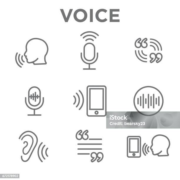 Voiceover Or Voice Command Icon With Sound Wave Images Stock Illustration - Download Image Now