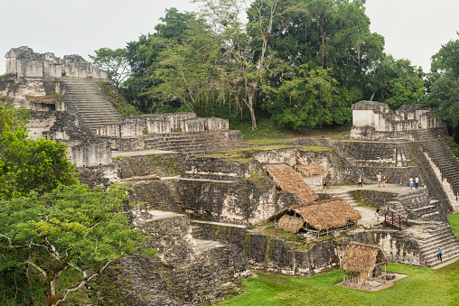 Tikal: Tourists visiting the Maya ruins of Tikal, near Flores, Guatemala.