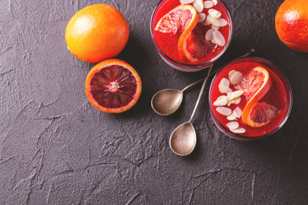 istock Chia pudding with fresh bloody orange and jam 672182608