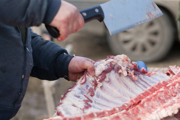 Cutting fresh meat