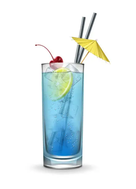 Vector illustration of Blue lagoon cocktail