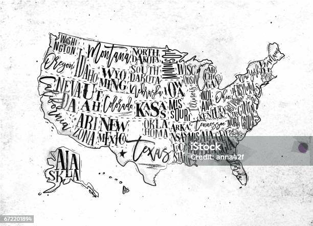 Map Usa Vintage Stock Illustration - Download Image Now - Louisiana, Map, Texas