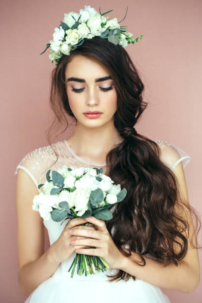 istock Studio shot of young beautiful bride 672201998