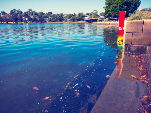 Sea level rise indicator placed on Sydney Harbour.