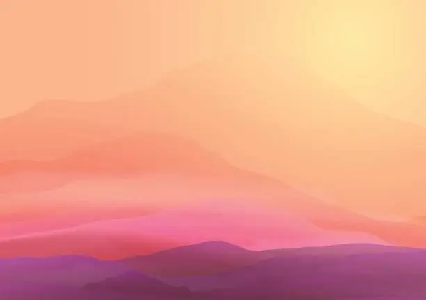 Vector illustration of Abstract Smooth Blurred Mountain Landscape - Vector Illustration