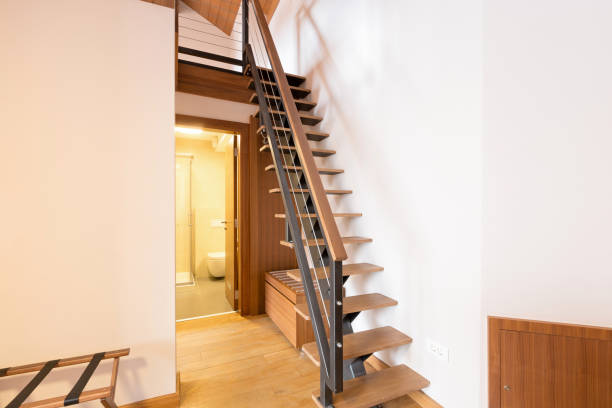 istock Stairs in hotel apartment 672207936